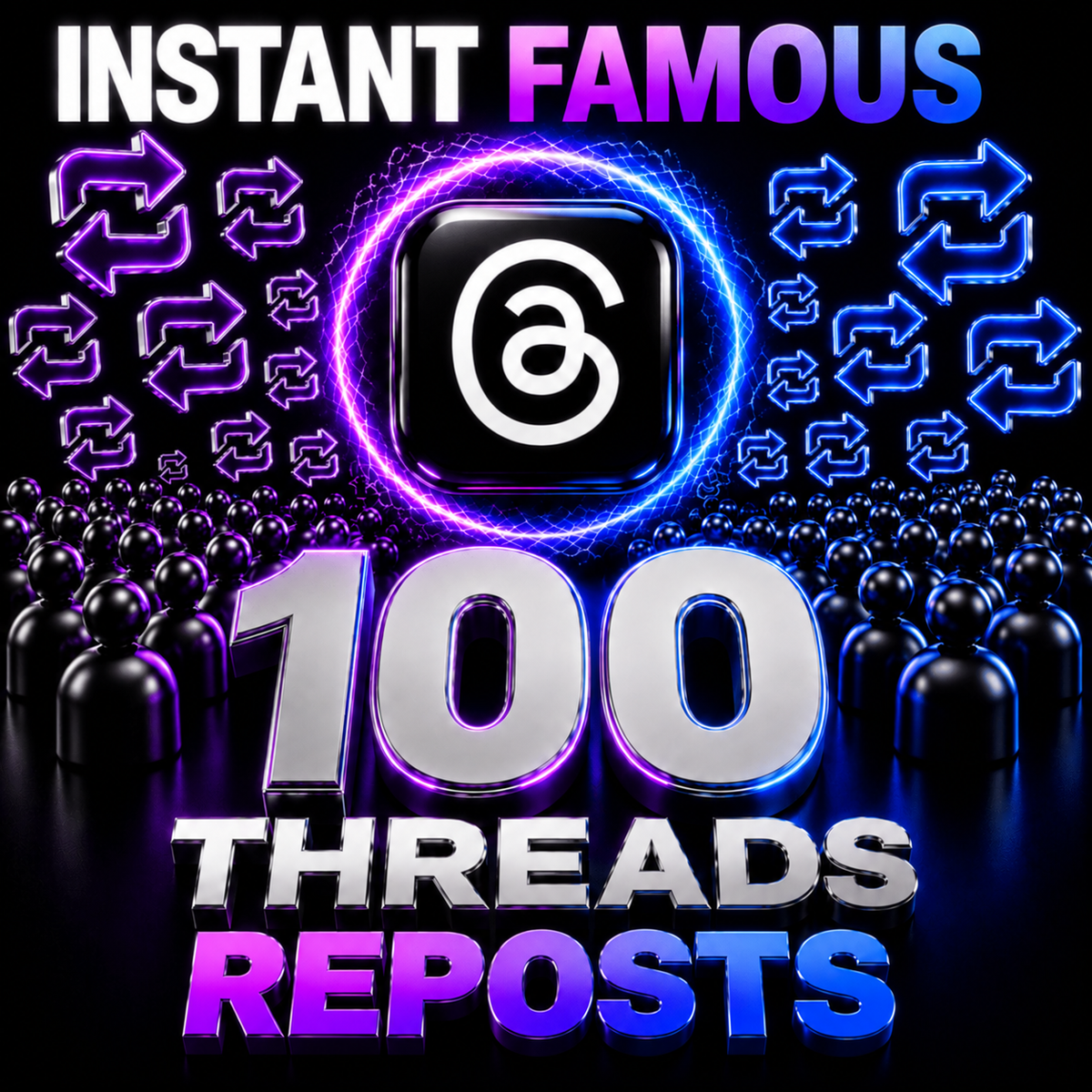 100 Threads Reposts — Instant Famous