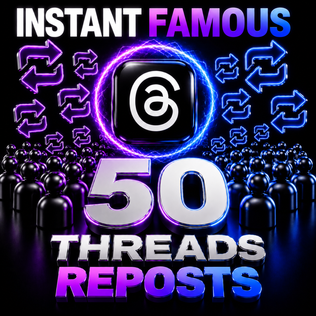 50 Threads Reposts — Instant Famous