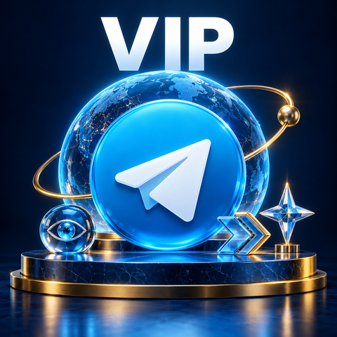 Telegram VIP package with globe, eye, share arrow and premium reaction star