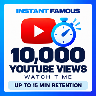 10,000 YouTube views — Watch Time standard, up to 15 minutes retention